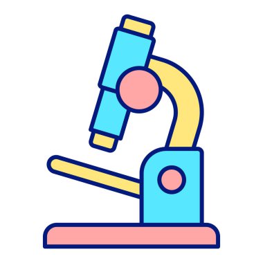 Laboratuvar araştırmaları için optik mikroskop - simge, beyaz arkaplan üzerinde illüstrasyon, renk biçimi