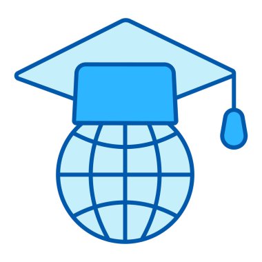 Dünya üzerindeki akademik başlık - simge, beyaz arkaplan üzerindeki illüstrasyon, benzer tarz