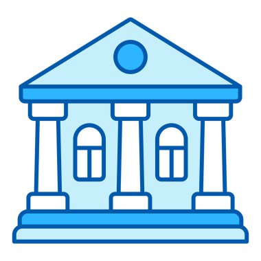 Okul binası, sütunlu üniversite - simge, beyaz arkaplan resmi, benzer stil