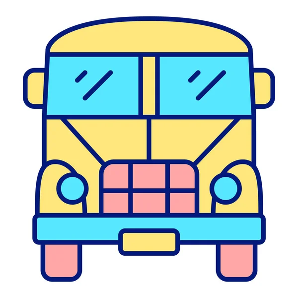 School Bus Front View Icon Illustration White Background Color Style — 스톡 벡터