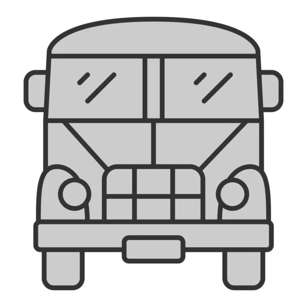 School Bus Front View Icon Illustration White Background Gray Style — 스톡 벡터