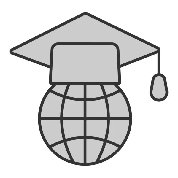 Akademische Mütze Auf Dem Globus Symbol Abbildung Auf Weißem Hintergrund — Stockvektor