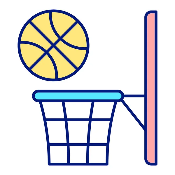 Баскетбол Летит Корзину Икона Иллюстрация Белом Фоне Цветовой Стиль — стоковый вектор