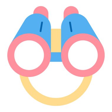 Optical binoculars with strap  - icon, illustration on white background, flat color style