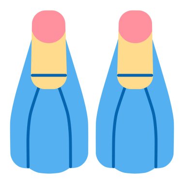 Flippers for snorkeling, diving  - icon, illustration on white background, flat color style