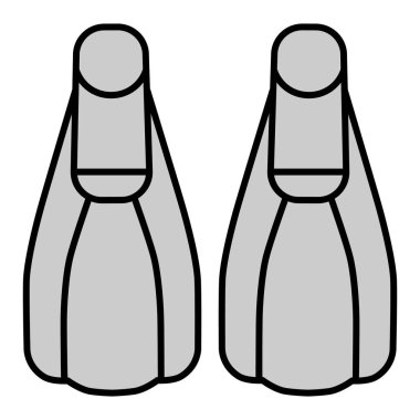 Flippers for snorkeling, diving  - icon, illustration on white background, grey style