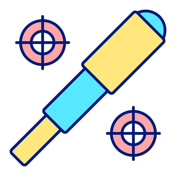 Telescopic Optical Spyglass Two Marks Icon Illustration White Background Color — 스톡 벡터