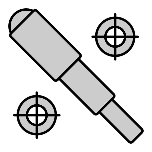 Telescopic Optical Spyglass Two Marks Icon Illustration White Background Grey — Stock Vector