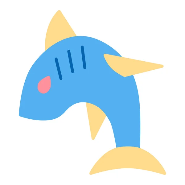 Shark Hoppar Upp Vattnet Och Böjd Flygning Ikon Illustration Vit — Stock vektor