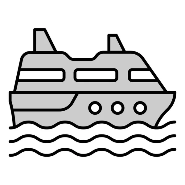 Cruise Passenger Liner Sails Waves Ocean Icon Illustration White Background — 图库矢量图片