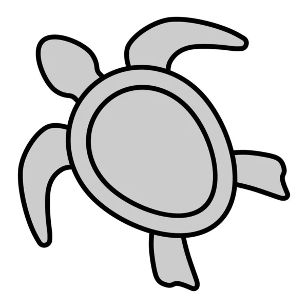 Meeresschildkröte Geöffnete Brustflossen Flossen Beim Schwimmen Symbol Illustration Auf Weißem — Stockvektor