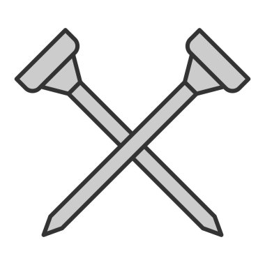 Two crossed golf ball coasters - icon, illustration on white background, grey style