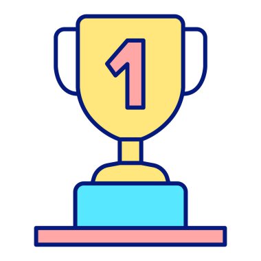First place golf winner cup - icon, illustration on white background, color style