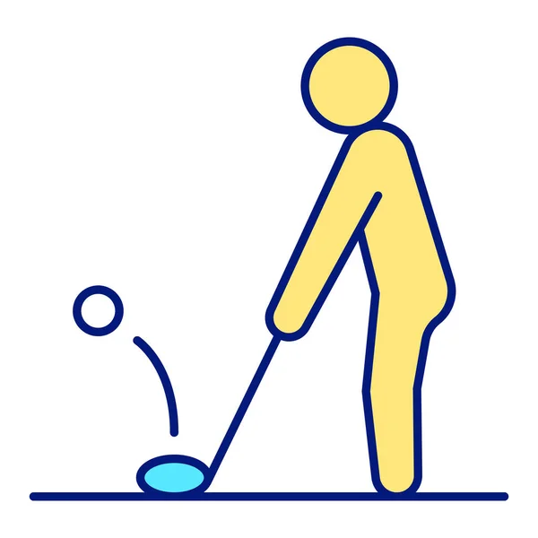 Golfspieler Schlägt Den Ball Mit Einem Schläger Symbol Abbildung Auf — Stockvektor