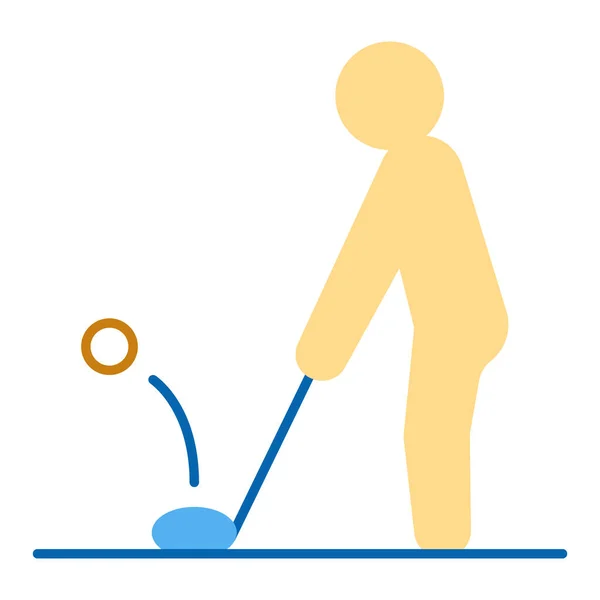 Golf Player Hitting Ball Club Icon Illustration White Background Flat — 图库矢量图片