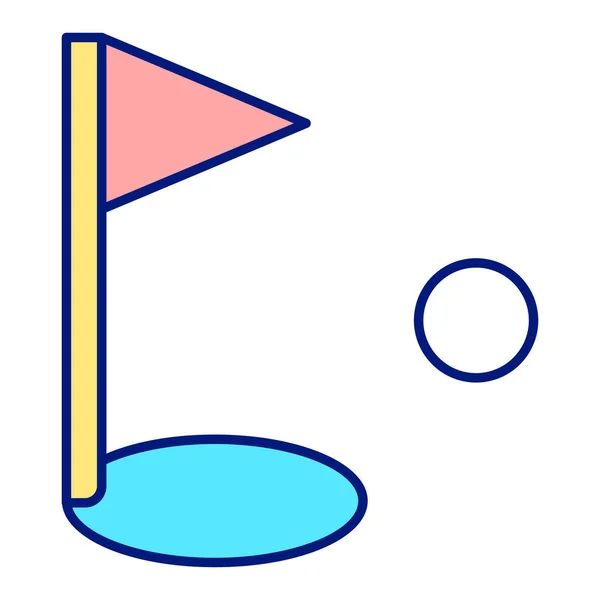 Γκολφ Τρύπα Σημαία Και Μπάλα Εικονίδιο Εικονογράφηση Λευκό Φόντο Χρώμα — Διανυσματικό Αρχείο