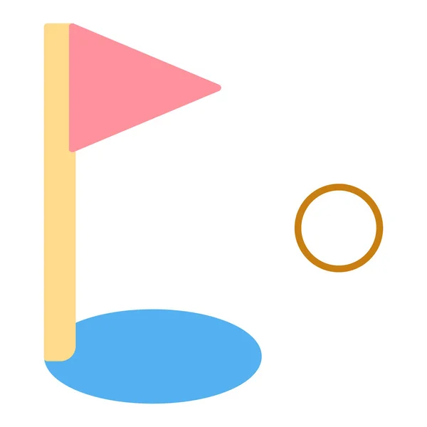 Golf Flagga Hål Och Boll Ikon Illustration Vit Bakgrund Platt — Stock vektor