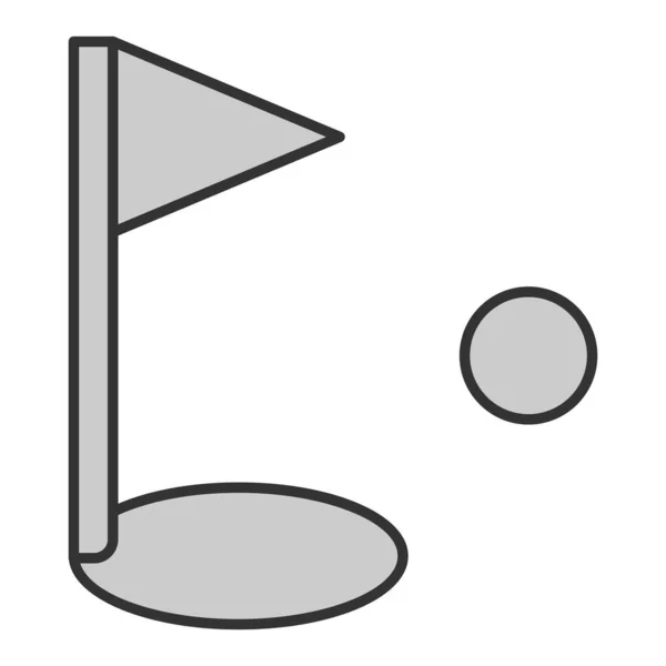 Golf Flag Hole Ball Icon Illustration White Background Grey Style — Vector de stock