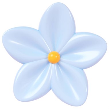 3 boyutlu görüntüleme. Arka planda mavi çiçek izole edilmiş