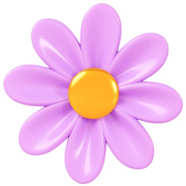 3 boyutlu görüntüleme. Arka planda izole edilmiş mor çiçek