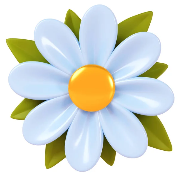 3 boyutlu görüntüleme. Arka planda mavi çiçek izole edilmiş