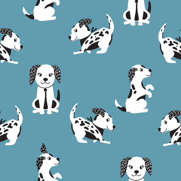 Köpekli komik, hoş, pürüzsüz bir desen. Bebek tekstil ürünleri, kumaşlar, tasarım, dekor, hediye paketi, kağıt, bebek partisi, tebrik kartı, not defteri, koleksiyon defteri .