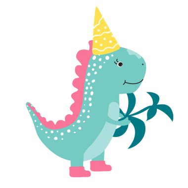 Cute dinosaur, baby shower greeting card. For Print kids bedding, fabric, wallpaper, wrapping paper, textile