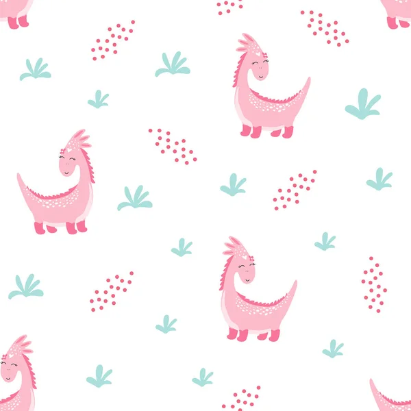seamless pattern with cutes dinosaur, baby shower greeting card. For Print kids bedding, fabric, wallpaper, wrapping paper, textile