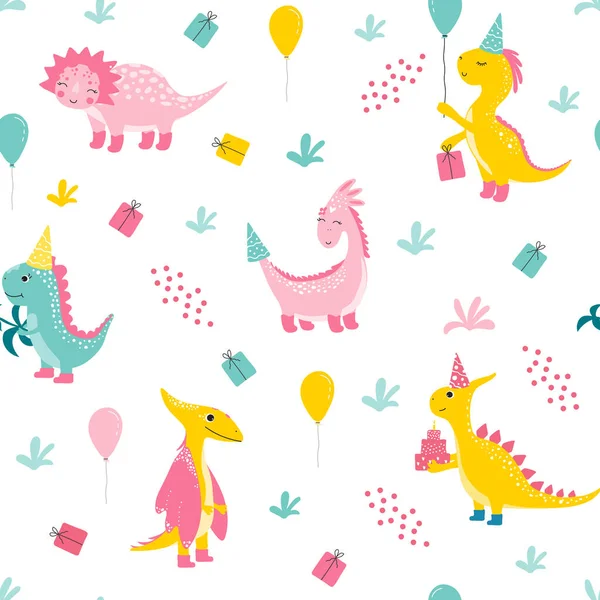 seamless pattern with cutes dinosaur, baby shower greeting card. For Print kids bedding, fabric, wallpaper, wrapping paper, textile, print