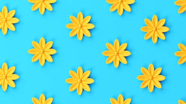 Sárga Virágok Kék Háttérrel Ukrajna Színe — Stock Fotó