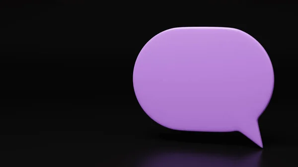 Purple speech bubble on a black background.