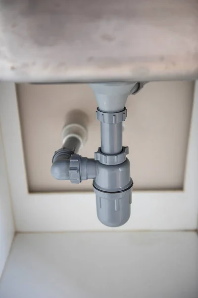 Plastic Drain Kit Kitchen Sink — Stock Photo, Image