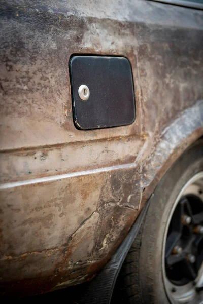 New Black Gas Fuel Tank Cap Neglect Vintage Car High — Stock Photo, Image