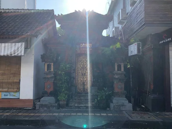 view at road or line at ubud bali in the morning before art market open