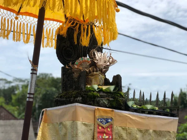 balinese small temple at house with decoration prepare for ceremony