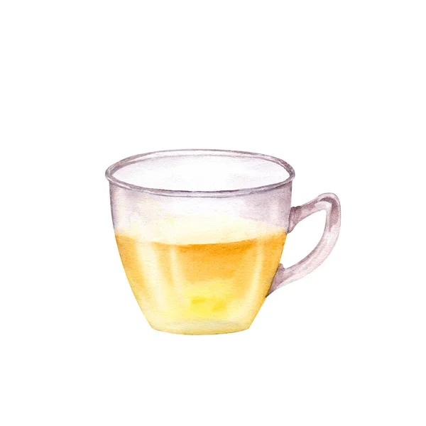 Cup of tea. Hand drawn watercolor illustration isolated on white background