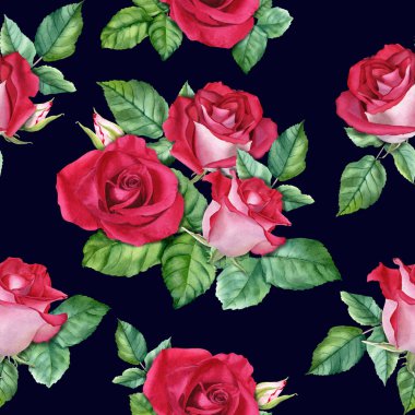 Çiçekli kusursuz desen çiçek açar ve tomurcuklanır. Botanik suluboya çizimi. Sarma, duvar kağıdı, kumaş, tekstil için.