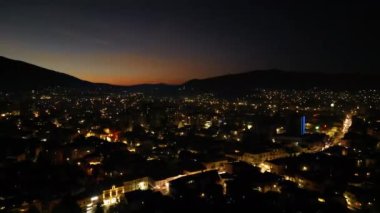 Fly over the city aerial footage