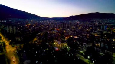 Fly over the city aerial footage