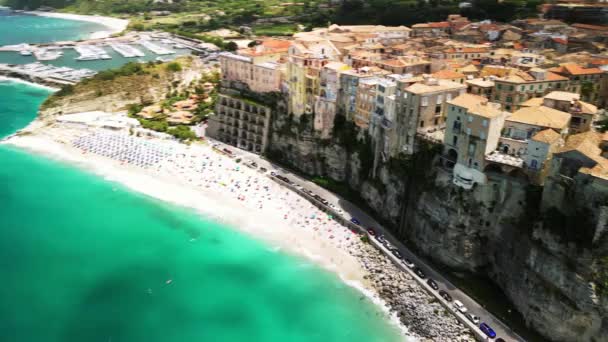 Encantadora Belleza Costera Capturada Metraje Tropea Italia Mostrando Sus Impresionantes — Vídeos de Stock
