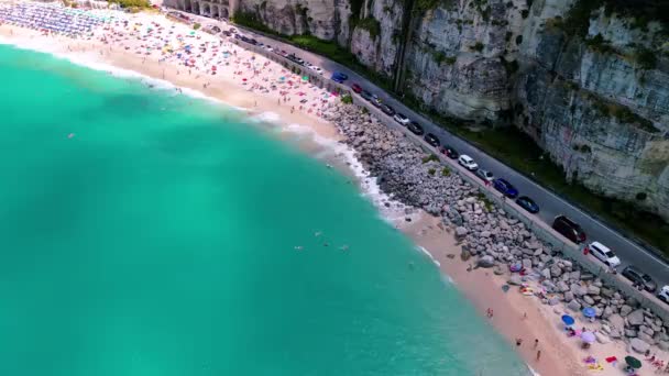 Förtrollande Kustnära Skönhet Fångas Film Tropea Italien Visar Upp Sin — Stockvideo
