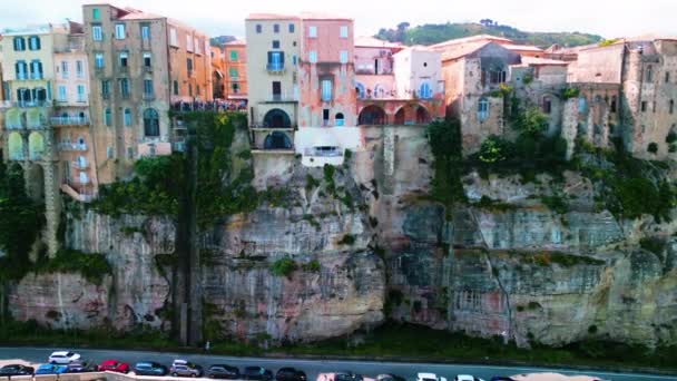 Okouzlující Pobřežní Krásy Zachycené Záběru Tropea Itálie Představuje Své Ohromující — Stock video