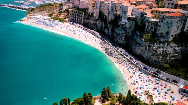 Encantadora Beleza Costeira Capturada Uma Foto Tropea Itália Mostrando Suas — Fotografia de Stock