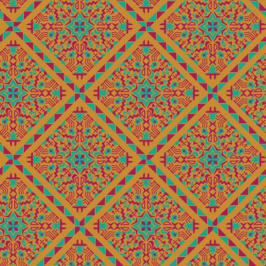 Geometric Leaves Motif Allover benzersiz renk eşleşmesi, arkaplan deseni ve dijital ve ekran baskısı için Tekstil Tasarımı için Soyut  