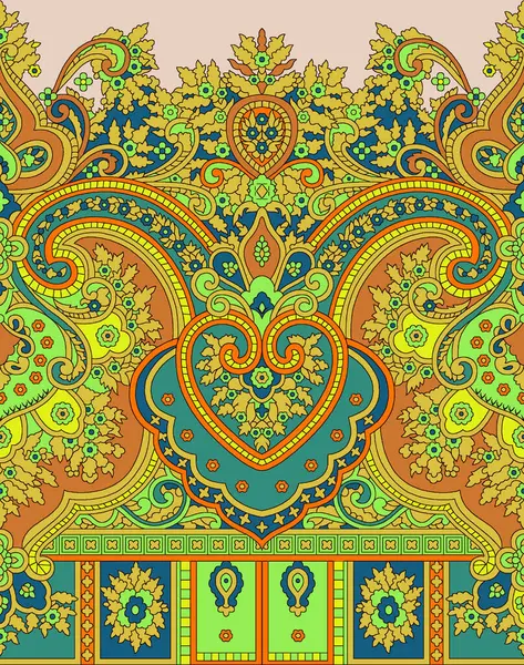 Gömlek Önü Arkası için Tekstil Paisley Sınırı, şallar için köşe tasarımı soyut ve geometrik model arkaplan, duvar kağıdı, dijital ve ekran yazdırma 