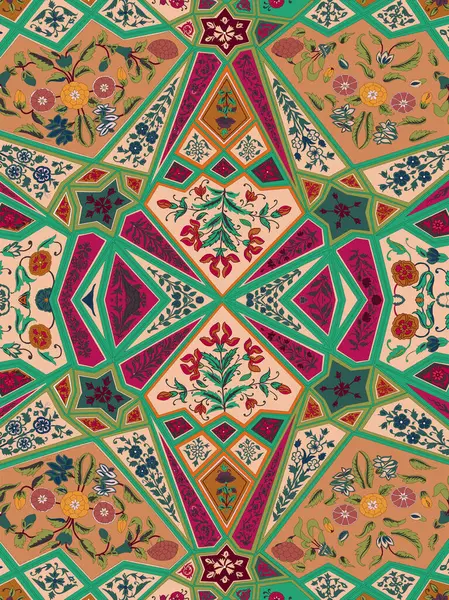 Geometrik Çiçekler Tekstil kumaş baskısı için deseni çizdi. Çiçeksel süsleme deseninin güzel renk kombinasyonu. Soyut Deseni, Arkaplan, duvar kağıdı, ekran ve dijital bez baskı.