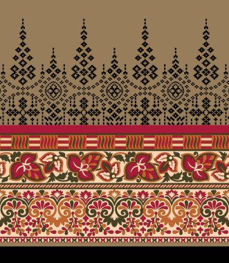 Zarif sınır tasarımı, kaliteli paisleyler ve motifler. Geleneksel Çiçek tarzı sınır sanatı. El yapımı resim, trend, doku, klasik el çizimi.