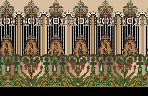 Zarif sınır tasarımı, kaliteli paisleyler ve motifler. Geleneksel Çiçek tarzı sınır sanatı. El yapımı resim, trend, doku, klasik el çizimi.