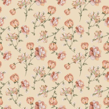 Tekstil çiçek desenli süsleme arkaplan, duvar kağıdı ve dijital kumaş baskı ve ekran baskısı için soyut 