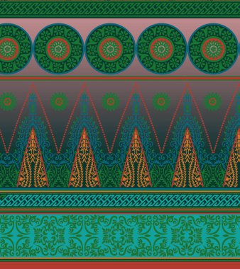 Tekstil arkaplan çizgileri ve soyut çiçekler için sınır tasarımı dijital yazdırma ve ekran yazdırma için tekstil tasarımı 